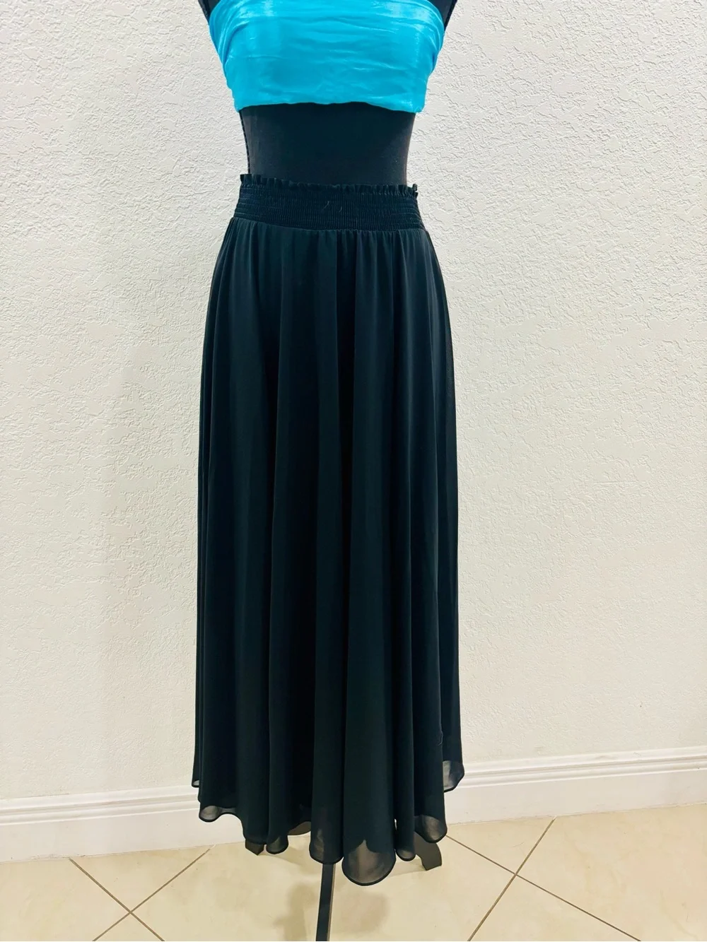 vintage black chiffon maxi skirt from the brand Tangents.